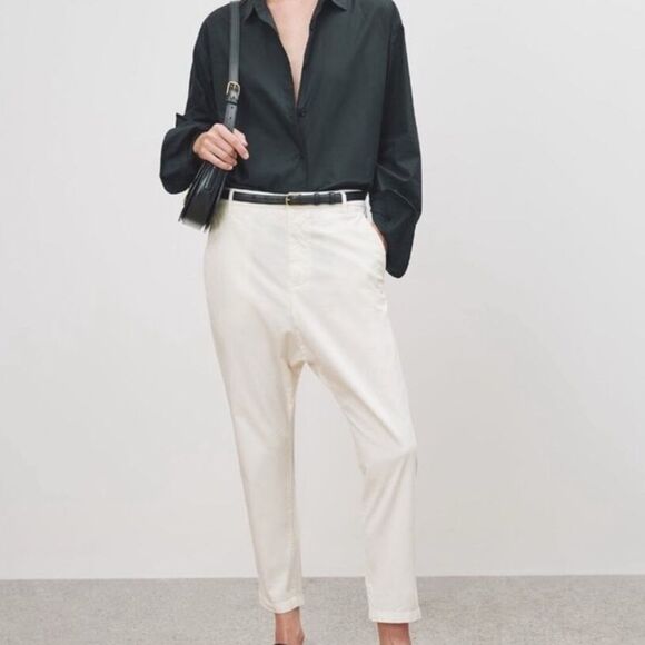 Nili Lotan Eggshell Paris Drop Crotch Pants - 0 - Picture 1 of 10